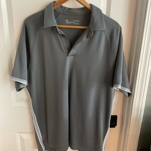 Under Armour Loose Heatgear - Men’s Grey Performance Polo Shirt - Size XL
